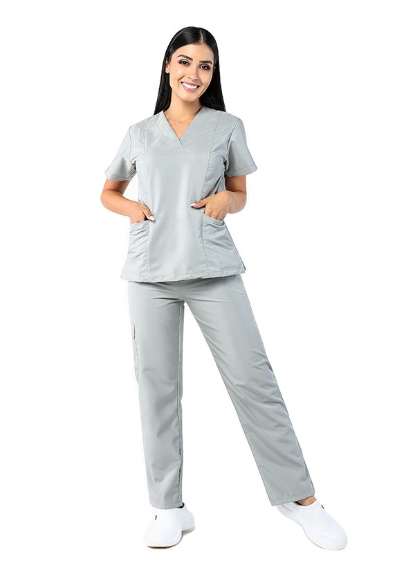dotaciones y uniformes cydp conjunto antifluido gris dama frente
